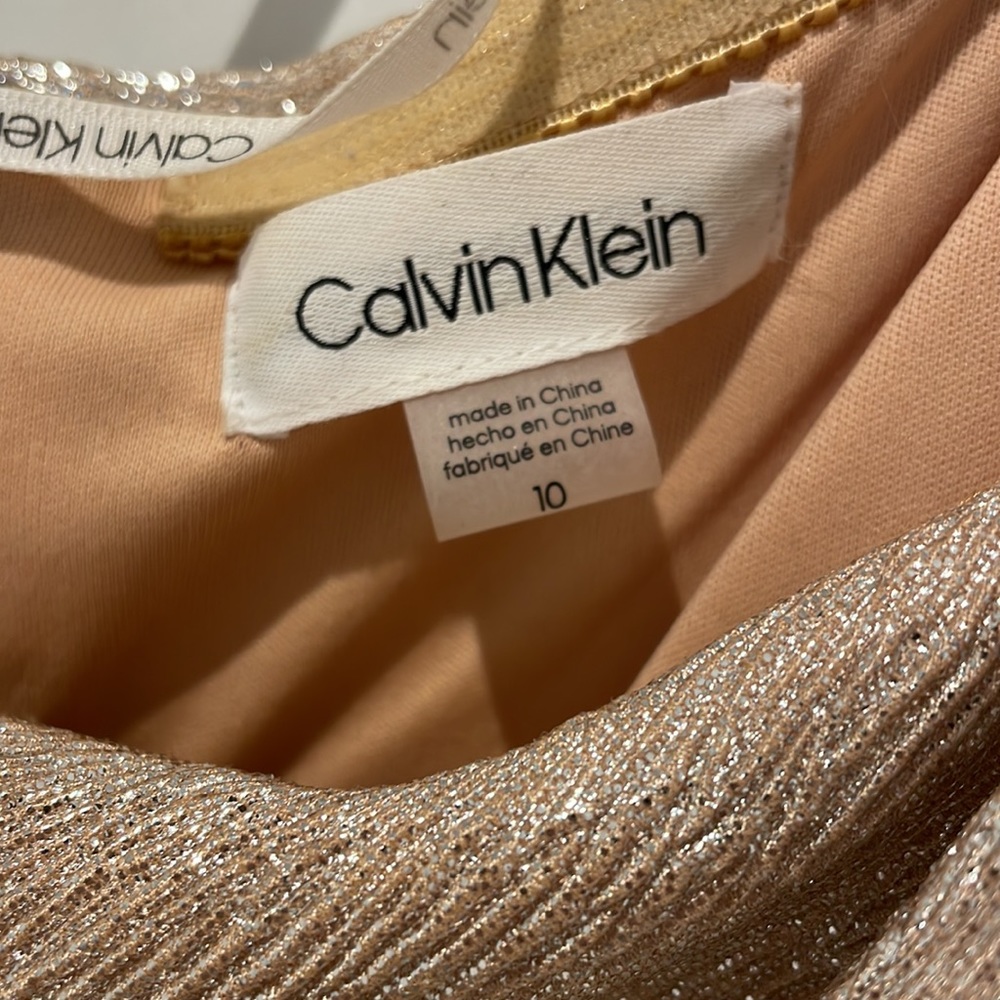 Calvin Klein Gold Off the Shoulder Evening Gown Sz 10 - Picture 3 of 6
